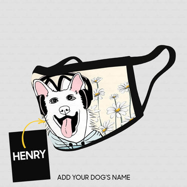 Personalized Dog Gift Idea - Husky Wearing Headphones For Dog Lovers - Cloth Mask